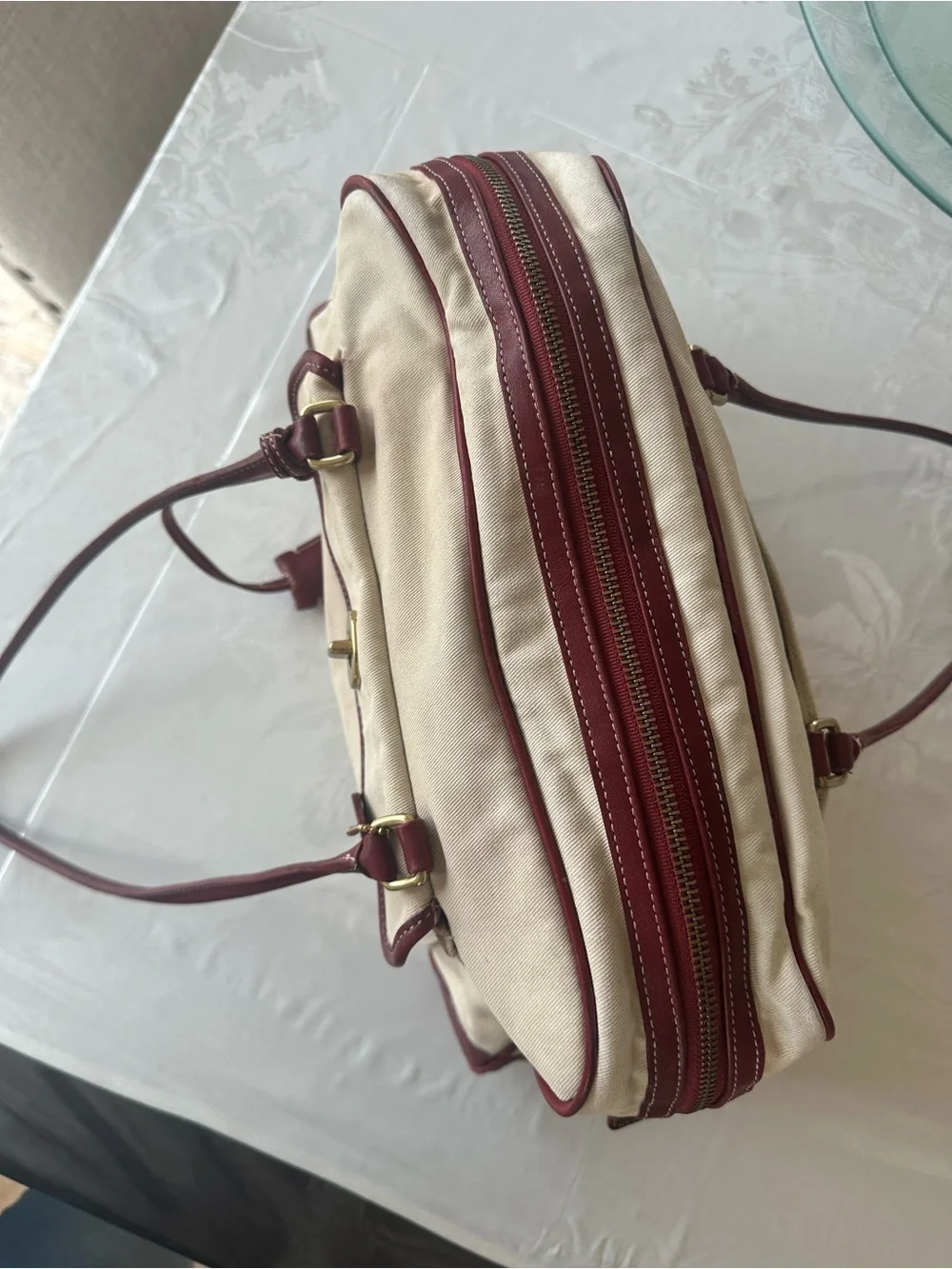 Vintage Coach Penelope Canvas and Red Trim leather